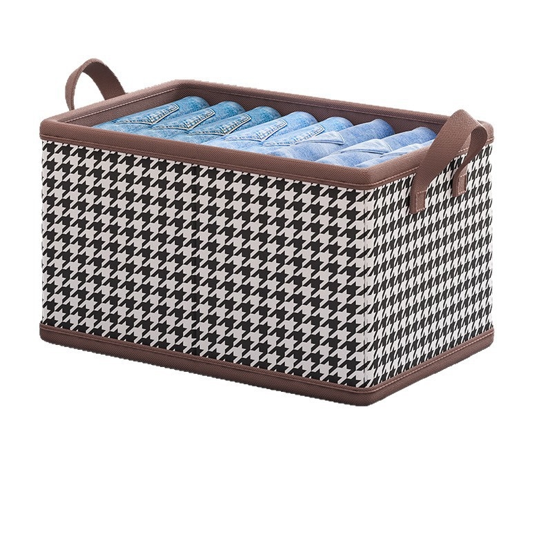Kutija za pohranu odjeće s uzorkom Houndstooth, u stilu ladice, s poklopcem, 25 L, sklopiva i slagiva