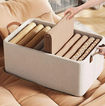 Kutija za skladištenje odjeće, sklopiva i slagiva, otporna na prašinu i vlagu, kapacitet 26L, Tianshan pamuk i lan