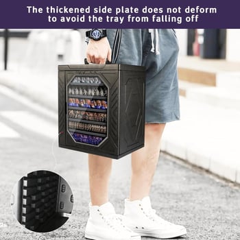 Babfigurák kiállítási doboza – átlátszó, egymásra pakolható, hordozható; Anyag: műanyag-vas keret; Márka: Ylwjc; Stílus: modern minimalizmus