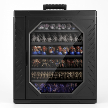 Babfigurák kiállítási doboza – átlátszó, egymásra pakolható, hordozható; Anyag: műanyag-vas keret; Márka: Ylwjc; Stílus: modern minimalizmus