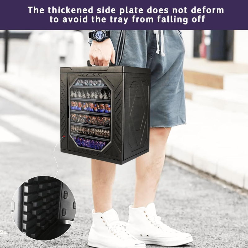 Babfigurák kiállítási doboza – átlátszó, egymásra pakolható, hordozható; Anyag: műanyag-vas keret; Márka: Ylwjc; Stílus: modern minimalizmus