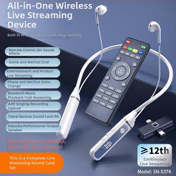 Ασύρματες ακουστικές συσκευές για ζωντανές μεταδόσεις με μικρόφωνο εξωτερικής κάρτας ήχου – Αποσπώμενη μπαταρία 300–500 mAh, αυτονομία 3–6 ωρών, SNR ≥70 dB