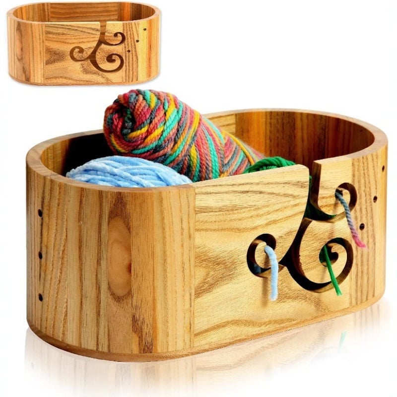 Дървена кутия за съхранение на прежда за бюро – без капак, може да се подрежда, персонализирано лого