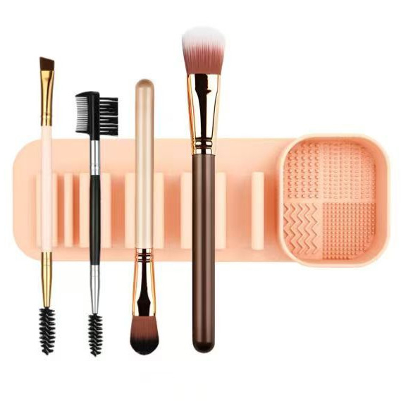 Силиконов държач за четки за грим с интегрирано почистване и сушене