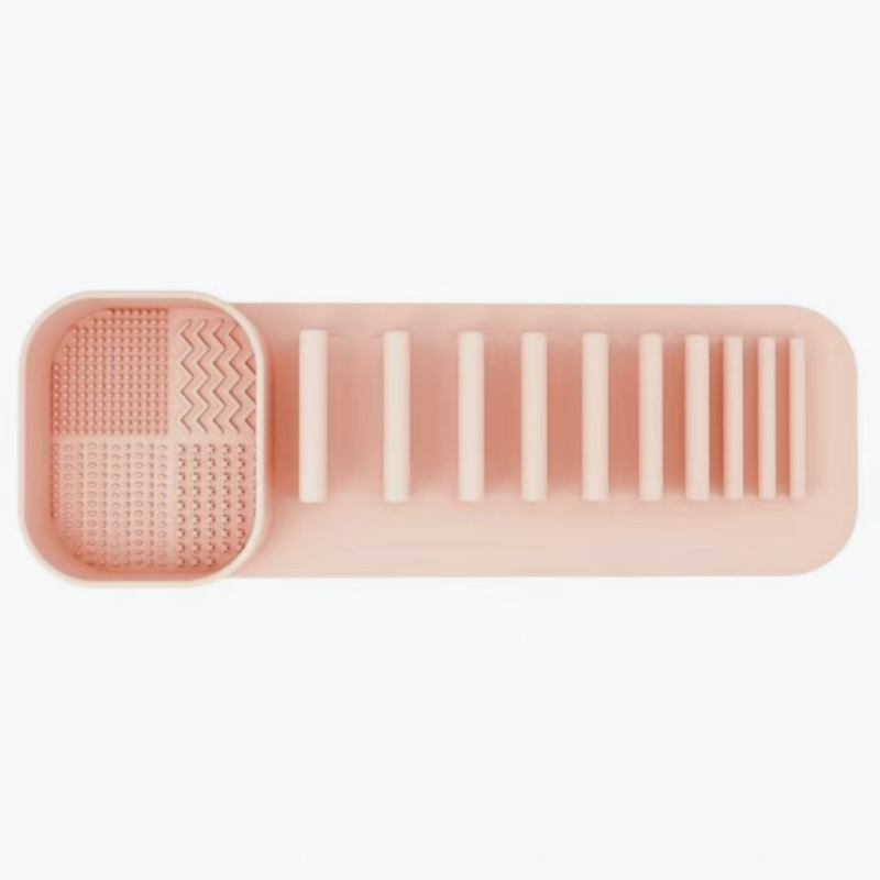 Силиконов държач за четки за грим с интегрирано почистване и сушене