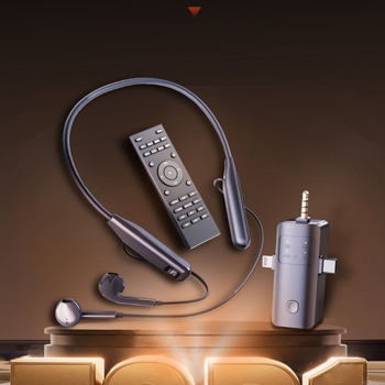 Card de sunet wireless cu cască all-in-one pentru live streaming – model O10, design pe gât, microfon pentru transmisii live, baterie detașabilă 300–500 mAh, autonomie 3–6 ore