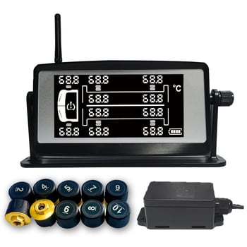 Σύστημα Παρακολούθησης Πίεσης Ελαστικών για Ημιρυμουλκούμενο με 10 Τρόχους, Με Ηλιακό Εξωτερικό Αισθητήρα, Ψηφιακή Οθόνη, Εύρος 0-15 bar, Μοντέλο HB14Q-1510Z