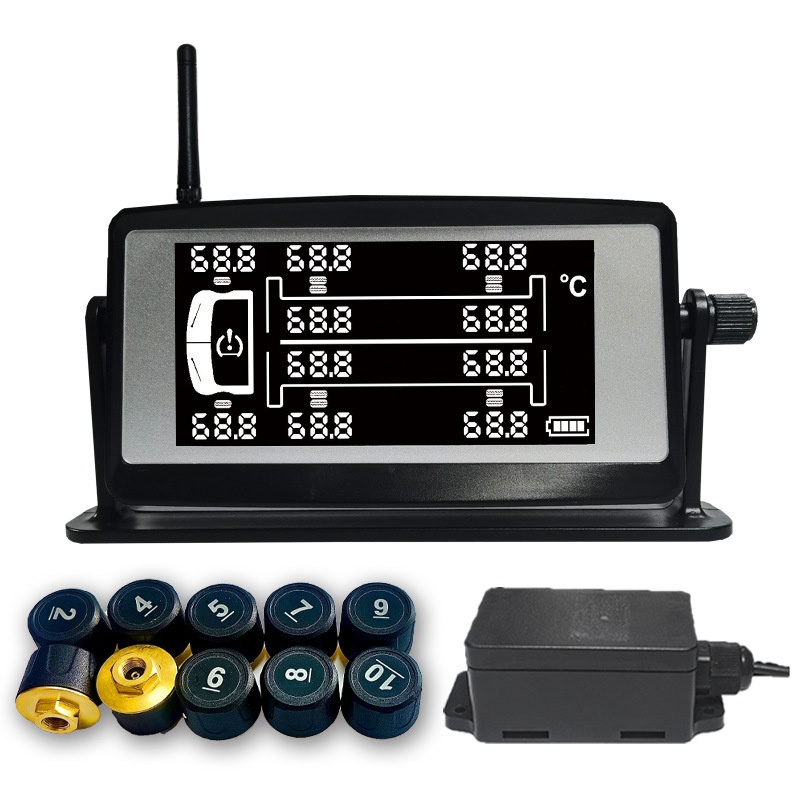 Σύστημα Παρακολούθησης Πίεσης Ελαστικών για Ημιρυμουλκούμενο με 10 Τρόχους, Με Ηλιακό Εξωτερικό Αισθητήρα, Ψηφιακή Οθόνη, Εύρος 0-15 bar, Μοντέλο HB14Q-1510Z