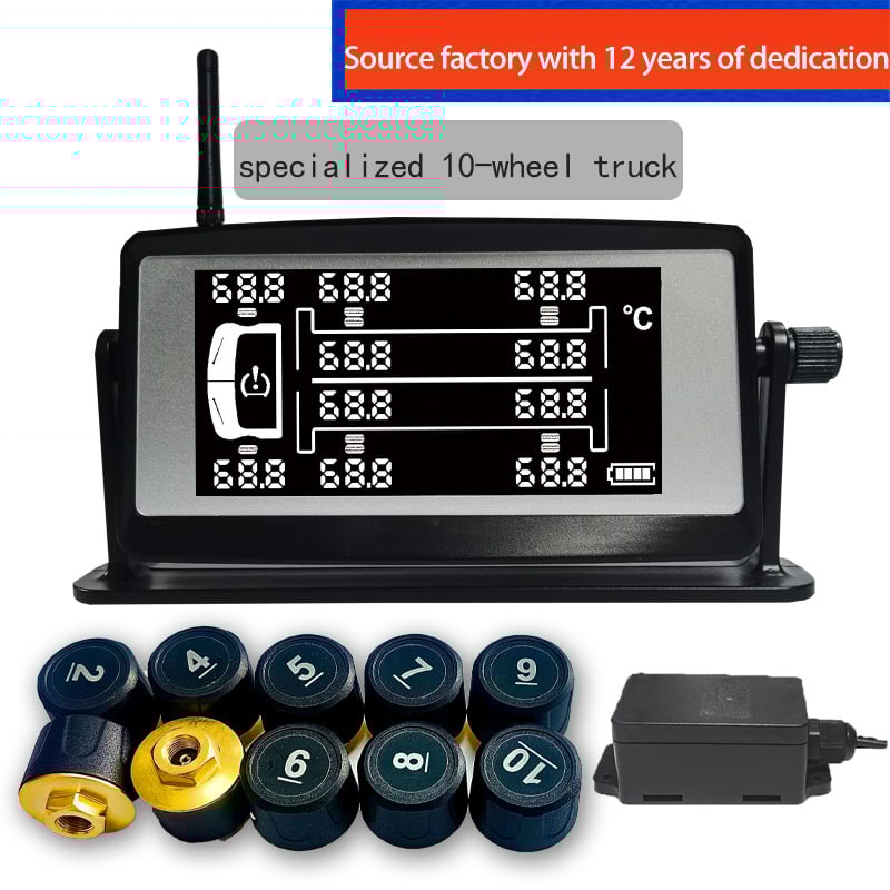 Σύστημα Παρακολούθησης Πίεσης Ελαστικών για Ημιρυμουλκούμενο με 10 Τρόχους, Με Ηλιακό Εξωτερικό Αισθητήρα, Ψηφιακή Οθόνη, Εύρος 0-15 bar, Μοντέλο HB14Q-1510Z