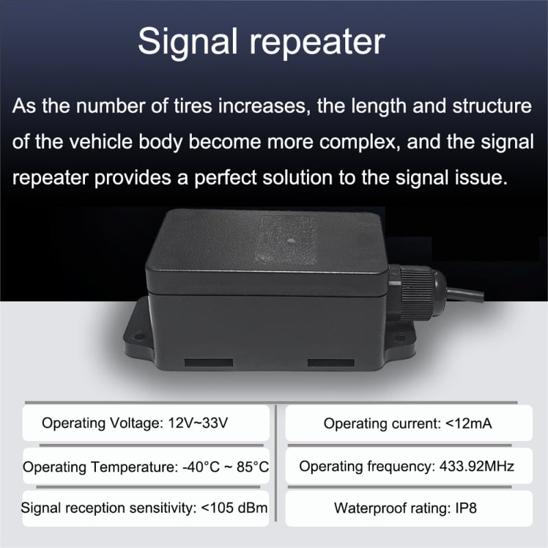 Σύστημα Παρακολούθησης Πίεσης Ελαστικών για Ημιρυμουλκούμενο με 10 Τρόχους, Με Ηλιακό Εξωτερικό Αισθητήρα, Ψηφιακή Οθόνη, Εύρος 0-15 bar, Μοντέλο HB14Q-1510Z