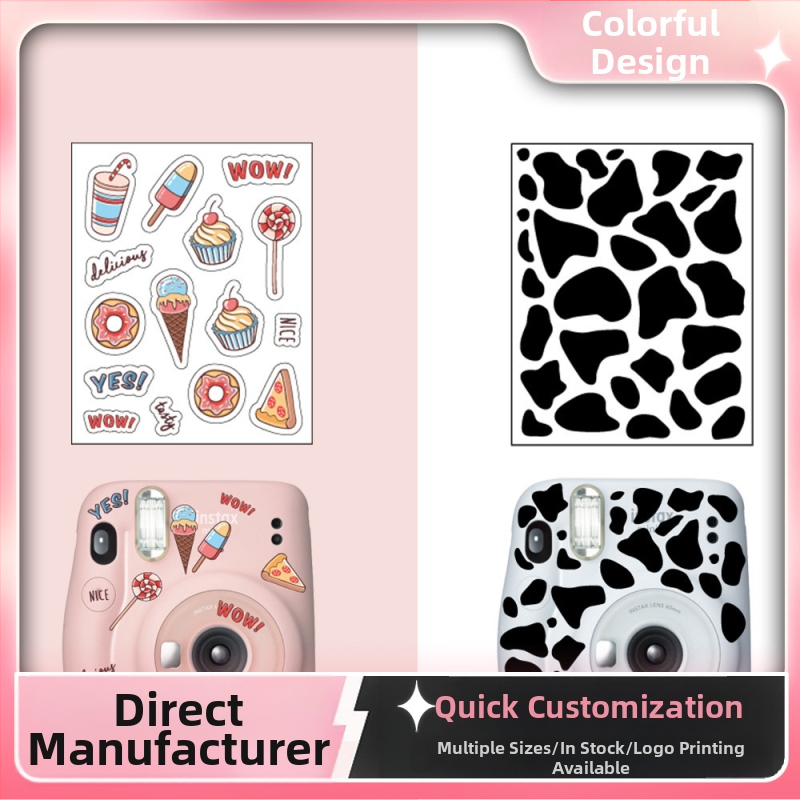 Polaroid DIY samolepiaca súprava — model Medium general dessert cow pattern; PVC materiál; kreatívne samolepky; prispôsobené kresby; kompatibilné s Polaroidmi, fotografiami, fotoalbumami, ochrannými púzdrami, taškami na fotoaparát