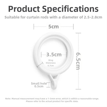 Závesný kruh – plastový, moderný minimalistický dizajn, doplnok pre závesnú tyč (Materiál: plast; Kategória: závesný kruh; Štýl: moderný minimalizmus; Prispôsobenie: Nie)