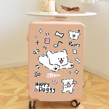 Стикер за багаж с карикатурно кученце, с дебел контур, водоустойчив – за куфари и стени | Марка Unique