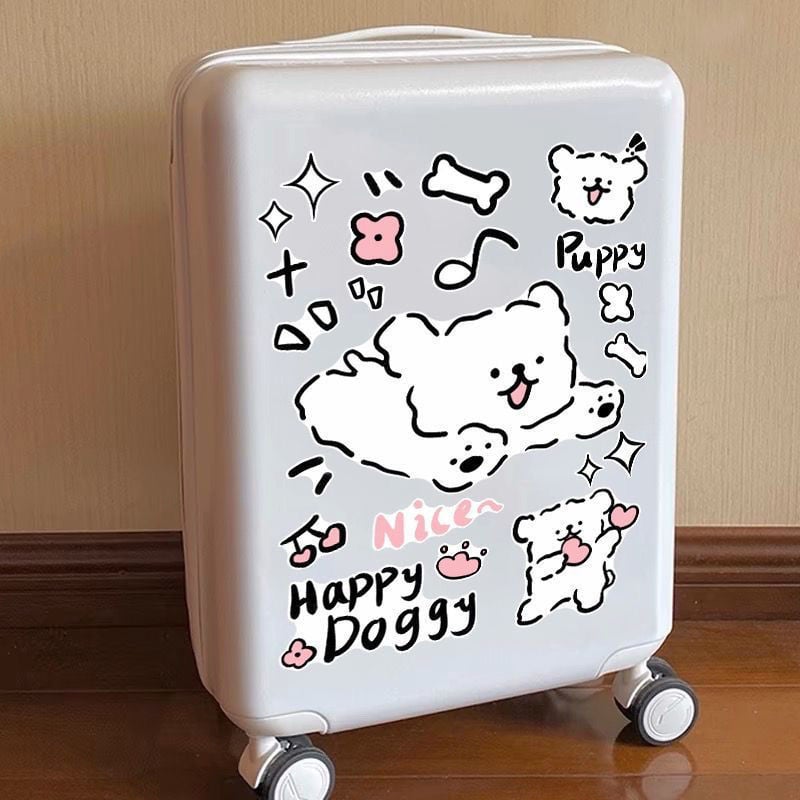 Rajzolt kölyökkutya bőrönd matrica, vastag kontúr, vízálló – bőröndökhöz és falakhoz | Márka Unique