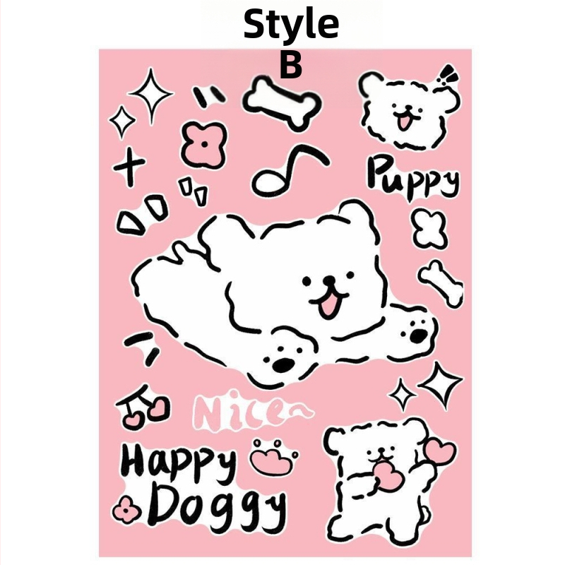 Nálepka na batožinu s kresleným šteniatkom, hrubý kontúr, vodotesný – vhodné pre kufre a steny | Značka Unique