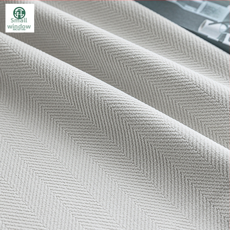 Zatemňujúca látka na závesy, chenille s vzorom herringbone, 100% polyester, jacquard a flocking, prispôsobiteľné