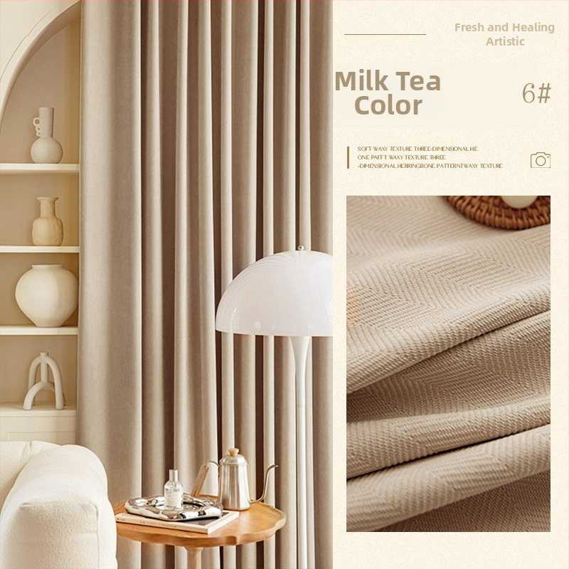 Zatemňujúca látka na závesy, chenille s vzorom herringbone, 100% polyester, jacquard a flocking, prispôsobiteľné