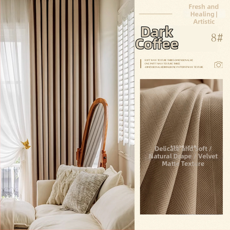 Zatemňujúca látka na závesy, chenille s vzorom herringbone, 100% polyester, jacquard a flocking, prispôsobiteľné