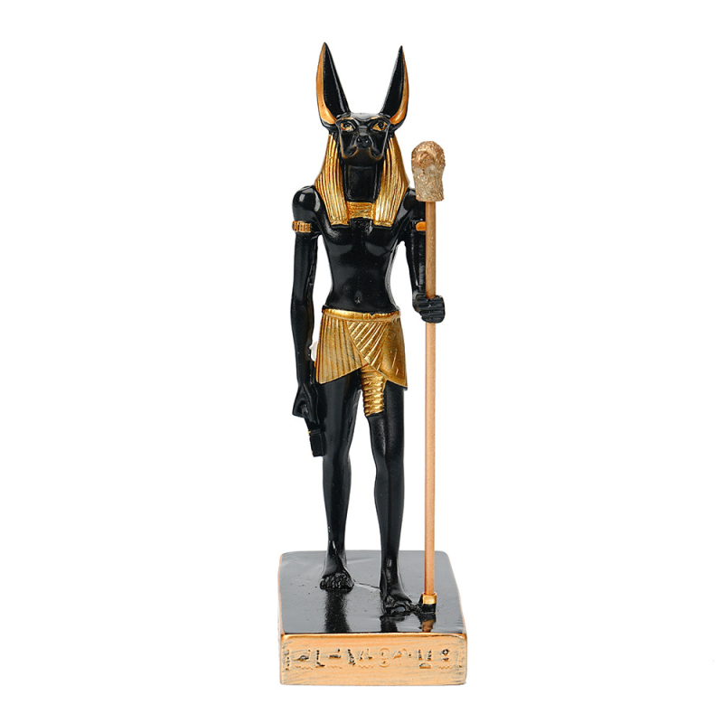 Egipatski Anubis od smole — retro dekorativna figura za interijer, ulazni prostor, suvenir s putovanja