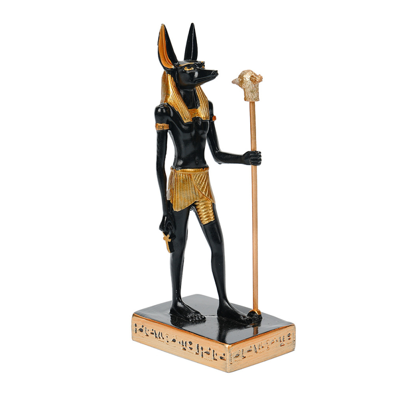 Egipatski Anubis od smole — retro dekorativna figura za interijer, ulazni prostor, suvenir s putovanja