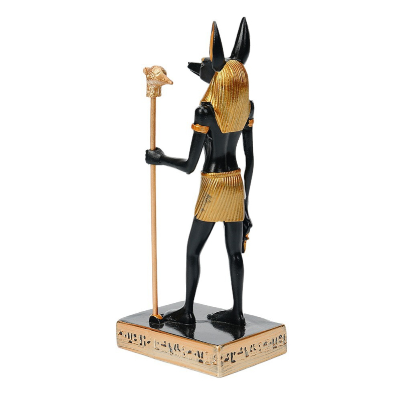 Egipatski Anubis od smole — retro dekorativna figura za interijer, ulazni prostor, suvenir s putovanja