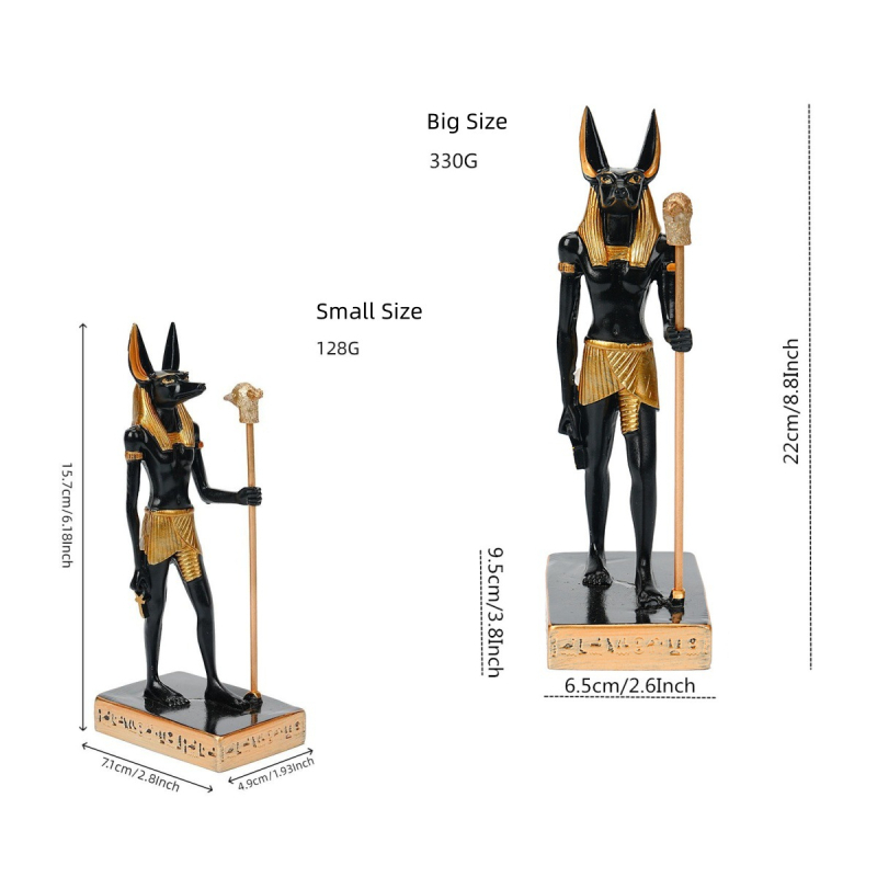 Egipatski Anubis od smole — retro dekorativna figura za interijer, ulazni prostor, suvenir s putovanja