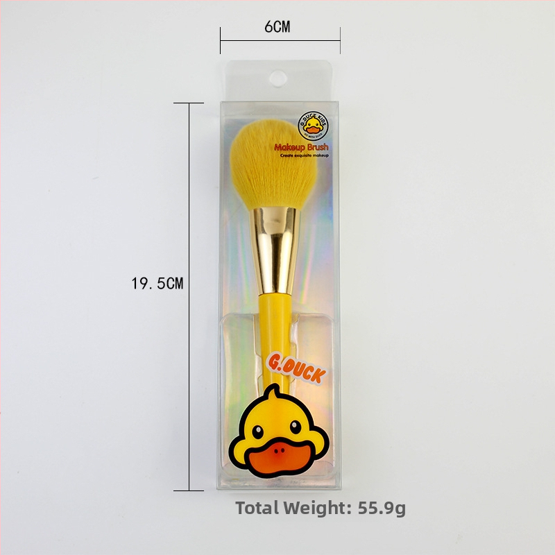 12 darabos kacsás témájú sminkecset-készlet, műszálas sörtékkel, fa fogókkal, teljes hossz 18 cm, sörtéj hossza 5 cm, PVC dobozban