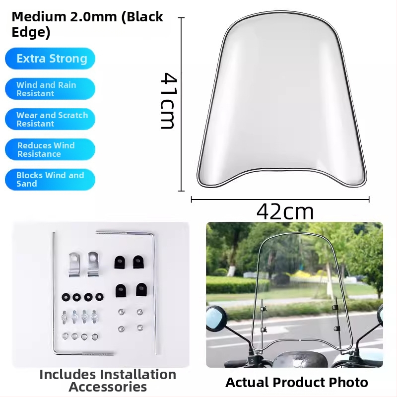 Kryt čelného skla pre elektrický skúter, PC materiál, tlač loga