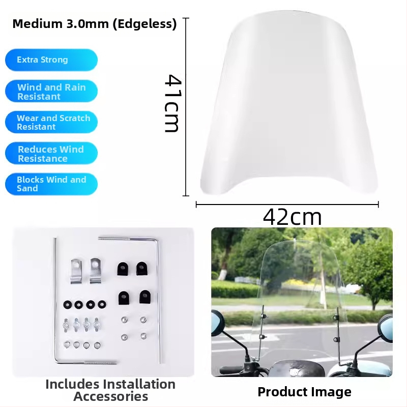 Kryt čelného skla pre elektrický skúter, PC materiál, tlač loga