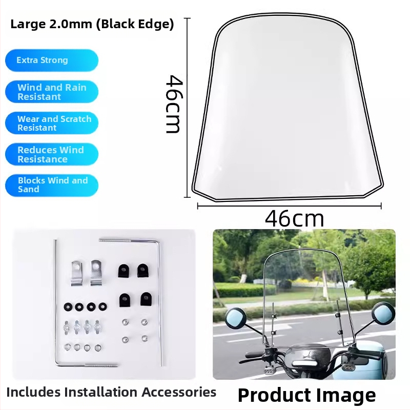 Kryt čelného skla pre elektrický skúter, PC materiál, tlač loga