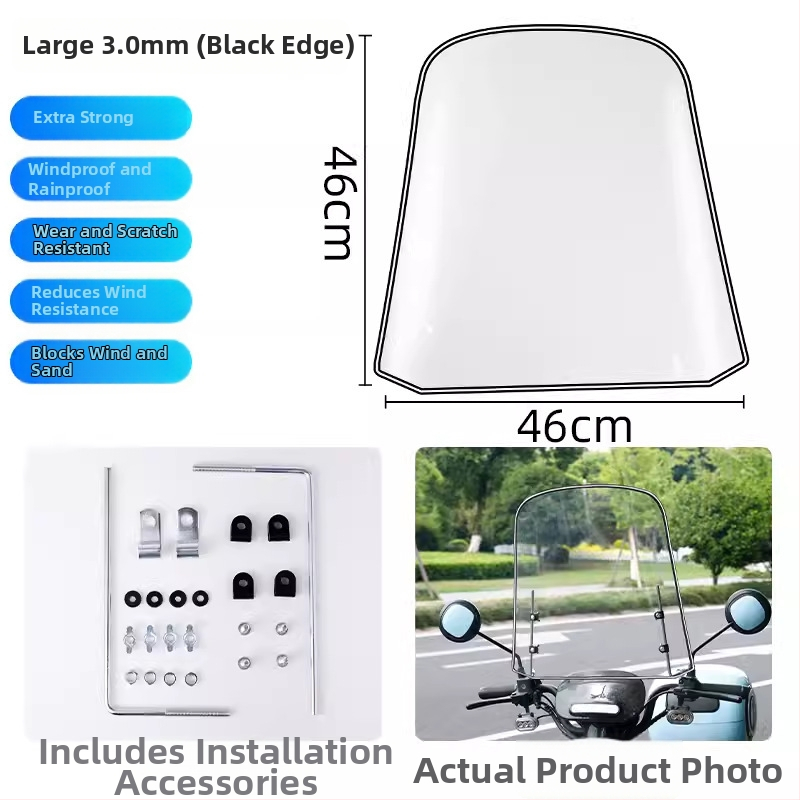 Kryt čelného skla pre elektrický skúter, PC materiál, tlač loga