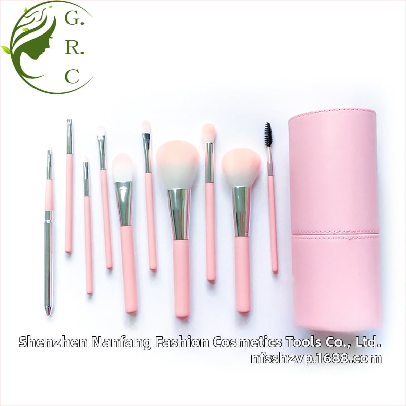 8 darabos sminkecset-készlet, szintetikus sörtékkel, fa nyéllel, PU vödrös csomagolás, márka G.R.C./Grace