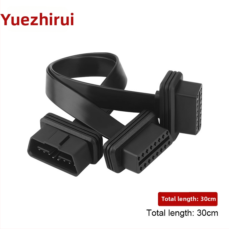 OBD2 kábel adaptér, 16‑pinový meďný plochý kábel, 1–2 rozbočovač, pravouhlý a rovný konektor