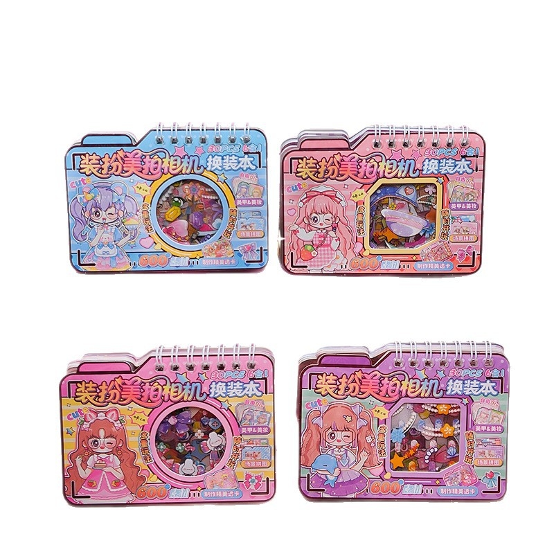 DIY образователна книга за обличане с PVC стикери, коил подвързване, хартиено покритие, сладък стил