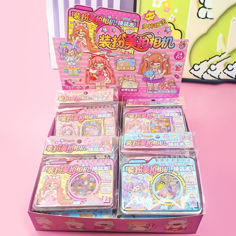 DIY образователна книга за обличане с PVC стикери, коил подвързване, хартиено покритие, сладък стил