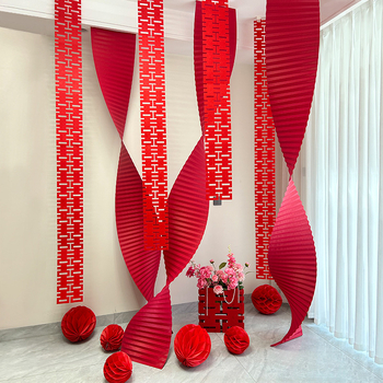 Esküvői dekoráció a helyszín berendezéséhez — összecsukható hullámos papír, origami hullám, girland