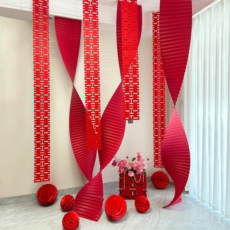 Esküvői dekoráció a helyszín berendezéséhez — összecsukható hullámos papír, origami hullám, girland