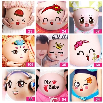 Стикери за корема по време на бременност, кръгли PVC, печат, Wu марка