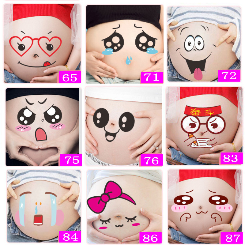 Стикери за корема по време на бременност, кръгли PVC, печат, Wu марка