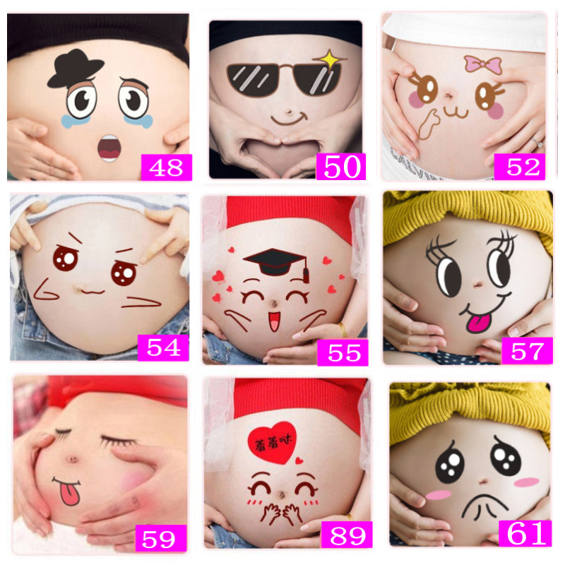 Стикери за корема по време на бременност, кръгли PVC, печат, Wu марка