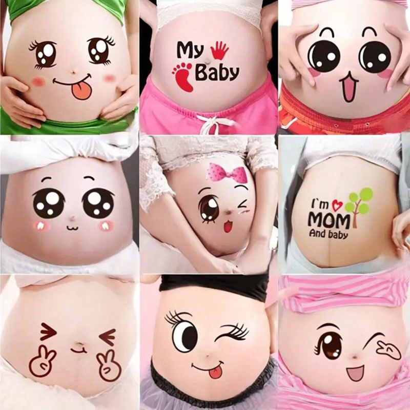 Стикери за корема по време на бременност, кръгли PVC, печат, Wu марка