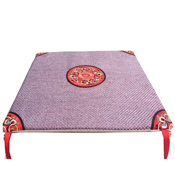 Λινό μαξιλαράκι για καρέκλα τραπεζαρίας, κινεζικού κλασικού στυλ, κέντημα, γέμισμα σπογγώδες, μοτίβο 15001104193, προσαρμοσμένη επεξεργασία