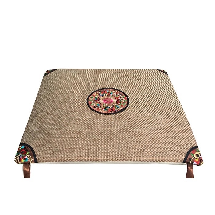 Λινό μαξιλαράκι για καρέκλα τραπεζαρίας, κινεζικού κλασικού στυλ, κέντημα, γέμισμα σπογγώδες, μοτίβο 15001104193, προσαρμοσμένη επεξεργασία