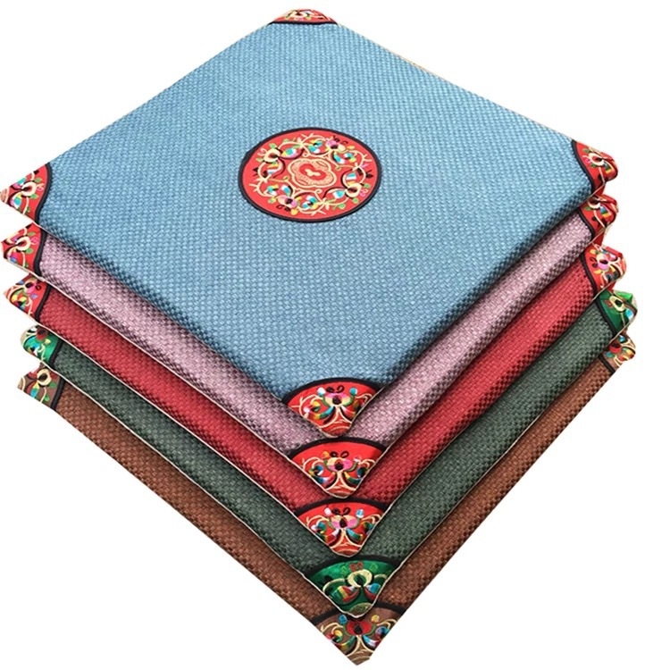 Λινό μαξιλαράκι για καρέκλα τραπεζαρίας, κινεζικού κλασικού στυλ, κέντημα, γέμισμα σπογγώδες, μοτίβο 15001104193, προσαρμοσμένη επεξεργασία