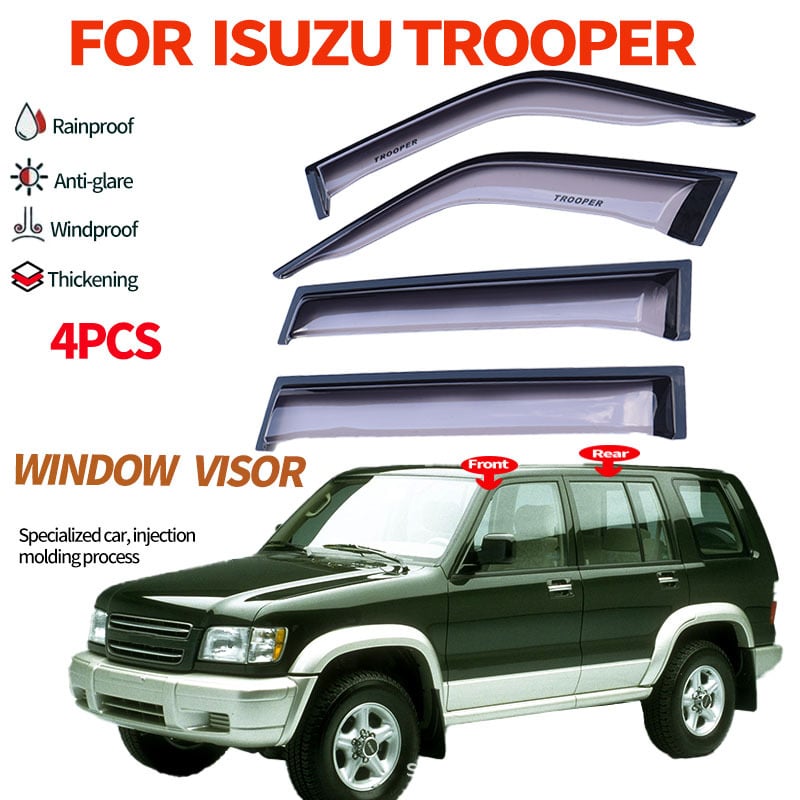 Isuzu Trooper Kišna i Sunca Vizir Eyebrow – Akril, Ugradnja dvostrane ljepive trake, 4 komada, Za sve godine