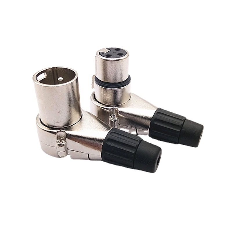 Conector XLR 3-pole, unghi drept 90°, masculin/feminin, ușor de sudat (3-pole; 90° unghi; masculin/feminin)