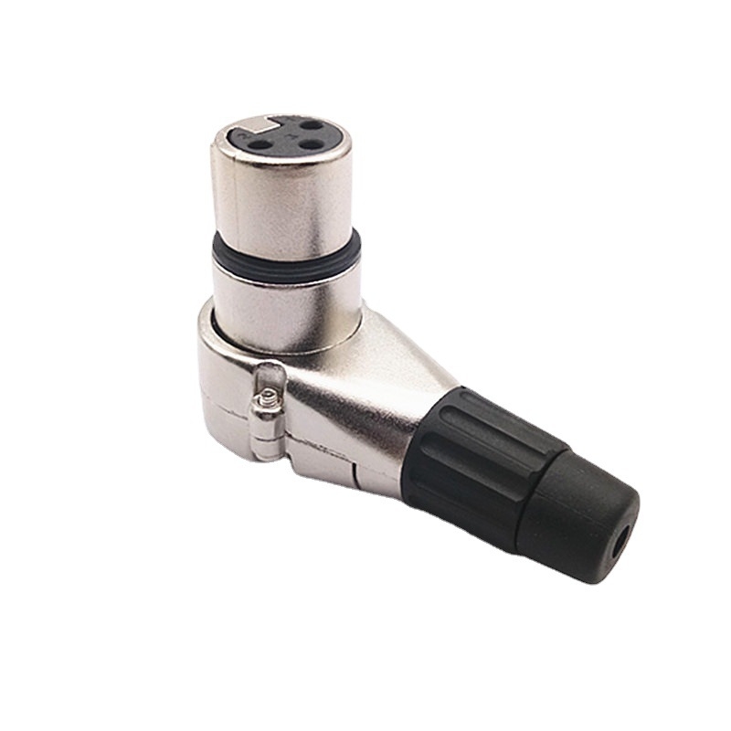 Conector XLR 3-pole, unghi drept 90°, masculin/feminin, ușor de sudat (3-pole; 90° unghi; masculin/feminin)