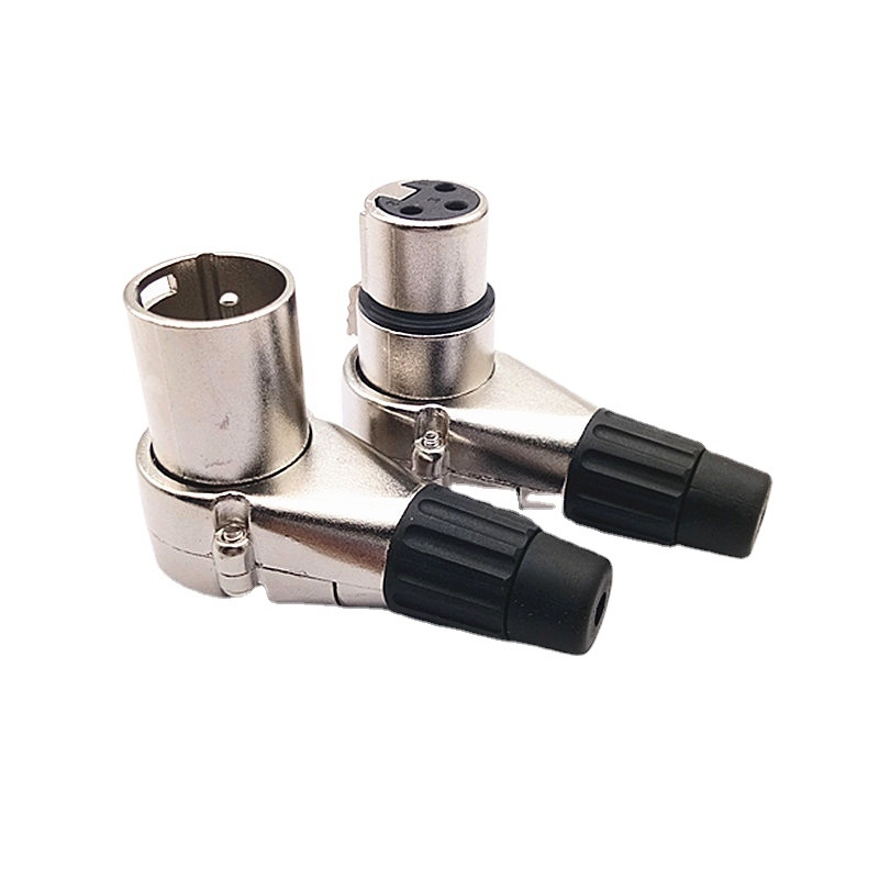 Conector XLR 3-pole, unghi drept 90°, masculin/feminin, ușor de sudat (3-pole; 90° unghi; masculin/feminin)