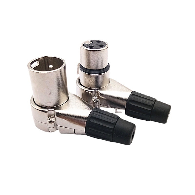Conector XLR 3-pole, unghi drept 90°, masculin/feminin, ușor de sudat (3-pole; 90° unghi; masculin/feminin)