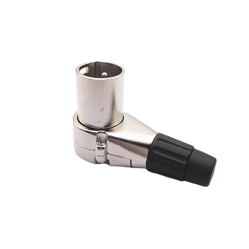 Conector XLR 3-pole, unghi drept 90°, masculin/feminin, ușor de sudat (3-pole; 90° unghi; masculin/feminin)